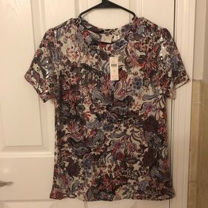 Never worn!!Anthropologie sequin printed top !